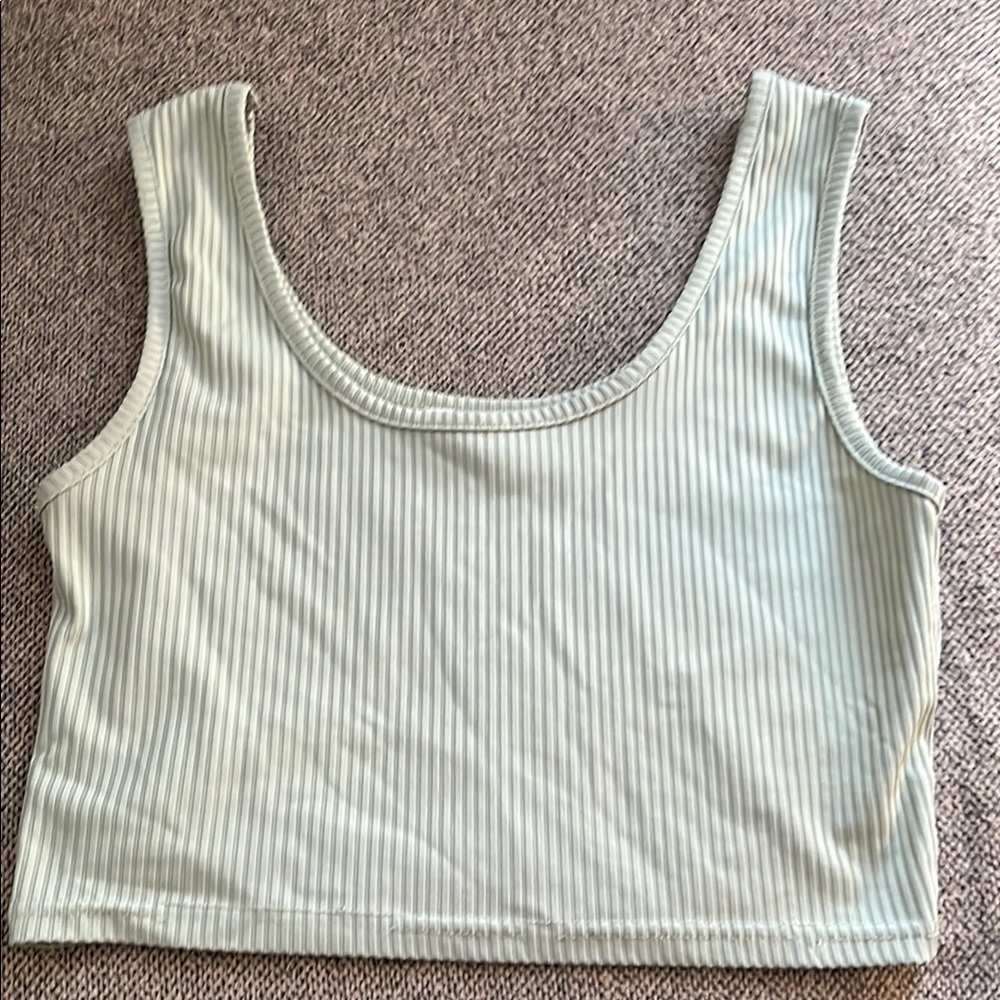 Mint Green Ribbed Crop Top